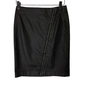 Banana Republic Zipper Front Mini Skirt Women's Size 00 Petite Black Moto Style